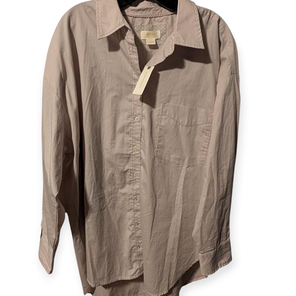 Maeve By Anthropologie Gray Button-Up Shirt XL